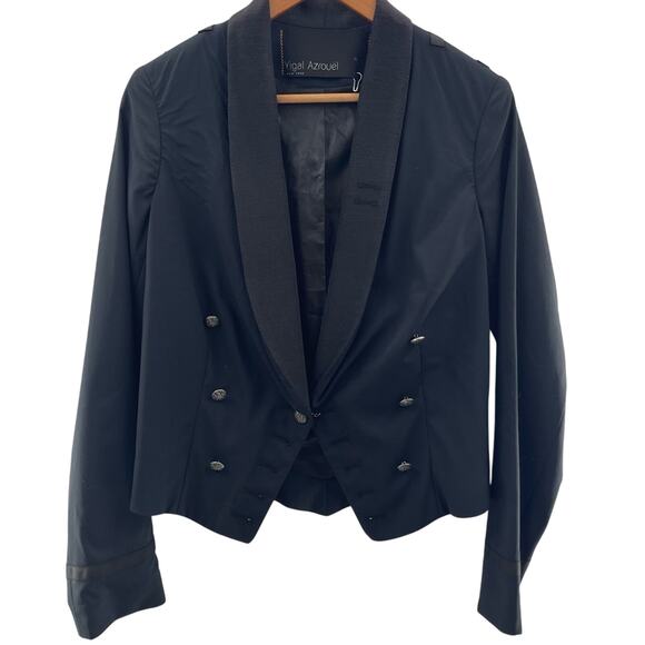 Yigal Azrouel New York Military Inspired Cropped 100% Wool Blazer USA Size 8 - Picture 1 of 13